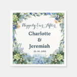 Rustic Blue Floral Wreath Greenery Wedding Napkins at Zazzle