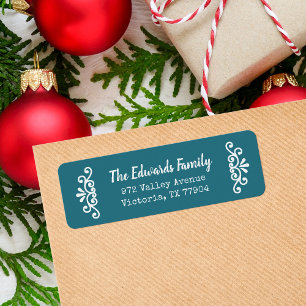 Rustic Blue Flourish Return Address Labels