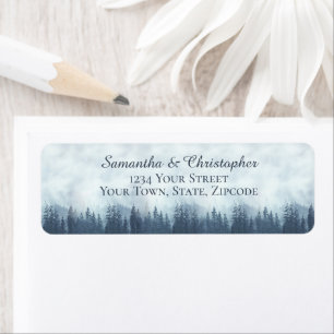 Rustic Blue Forest Small Wedding Return Address Label