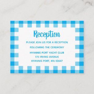 Rustic Blue Gingham Country Wedding Reception Enclosure Card