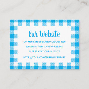 Rustic Blue Gingham Wedding Website Enclosure Card