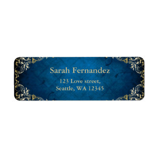 rustic Blue gold frame label
