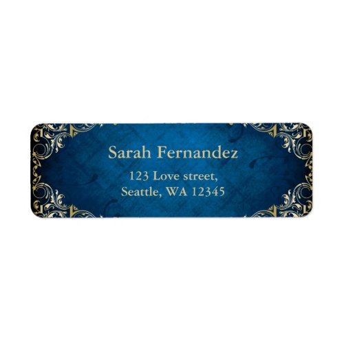 rustic Blue gold frame label