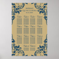 Rustic Blue Gold seating plan poster