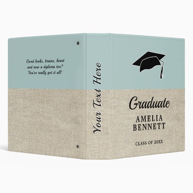 Rustic Blue Graduate Cap Graduation Graduate Album 3 Ring Binder (Background)