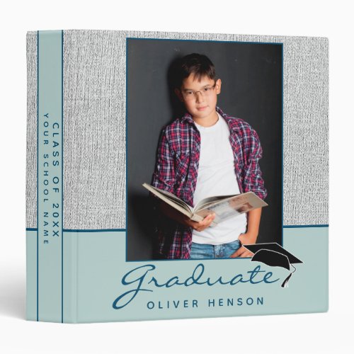 Rustic Blue Graduation Keepsake Photo Album 3 Ring 3 Ring Binder