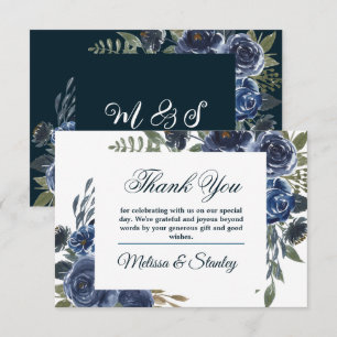 Rustic Blue Green Eucalyptus Floral Watercolor Thank You Card