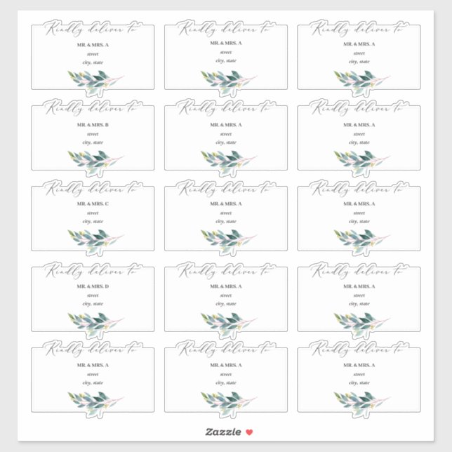 Rustic Blue Gum Eucalyptus Guest Address Sticker (Sheet)