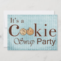 rustic blue Holiday Cookie swap party invitation