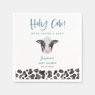 Rustic Blue Holy Cow Baby Shower  Napkins
