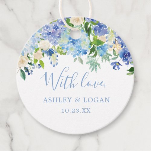 Rustic Blue Hydrangea Watercolor Floral Wedding Favor Tags