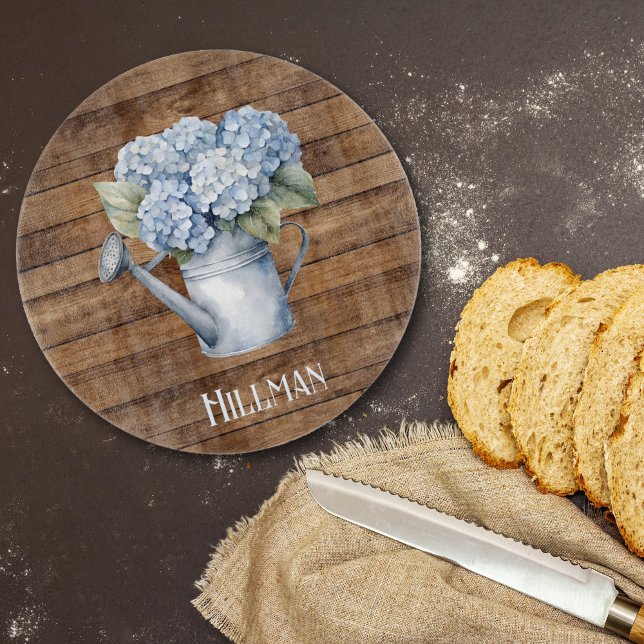Rustic Blue Hydrangea Watering Can Personalized  Cutting Board (Rustic Blue Hydrangea Watering Can Personalized Cutting Board
)