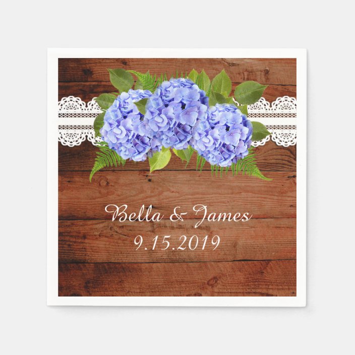 Rustic Blue Hydrangea Wedding Collection Napkins Zazzle Com