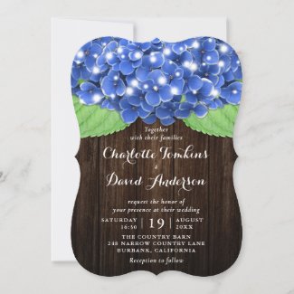 Rustic Blue Hydrangea Wedding Invitations