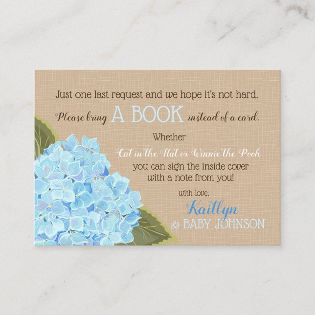 Rustic Blue Hydrangeas Read A Book Card (Front)