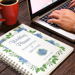 Rustic Blue Hydrangeas Watercolor Wedding Planner