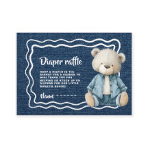 Rustic Blue Jean Baby Diaper Raffle Ticket
