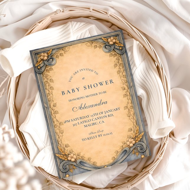 Rustic Blue Jeans Baby Shower Invitation (Creator Uploaded)