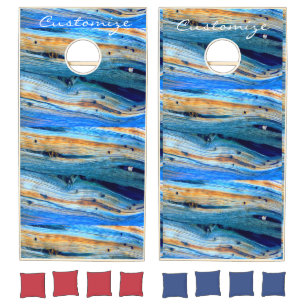 Rustic blue juniper wood boards Thunder_Cove Cornhole Set