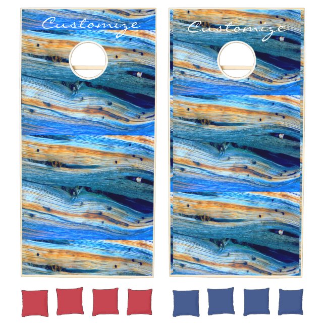 Rustic blue juniper wood boards Thunder_Cove Cornhole Set (Set)