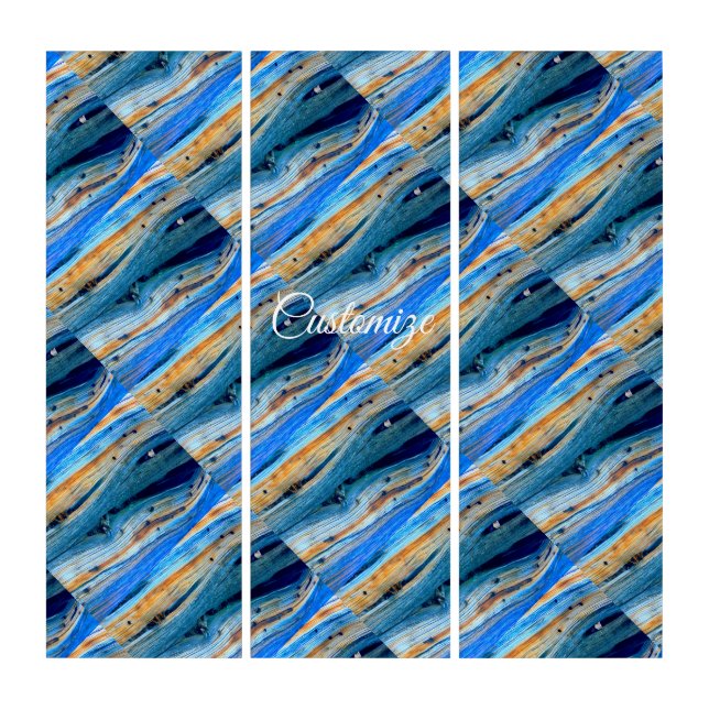 rustic blue juniper wood boards triptych (Front)