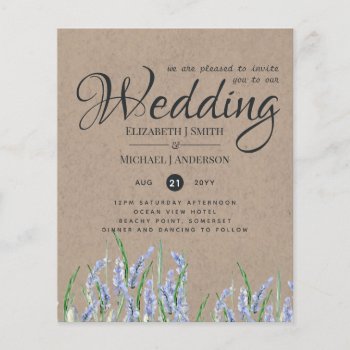 Rustic Blue Lavender Wedding Invites Budget