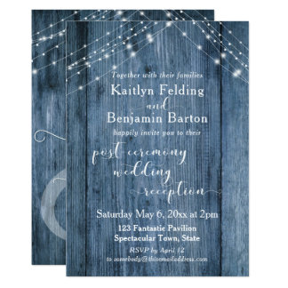 Rustic Blue Amp Lights Post Wedding Reception Only Card Rustic Blue Amp Lights Post Wedding Reception Only Card