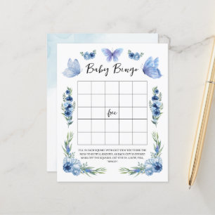 Rustic Blue Little Butterfly Baby Bingo Game