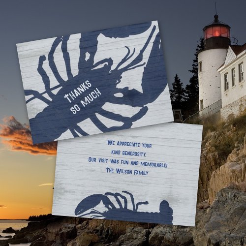 Rustic Blue Lobster Custom Thank You Note Card