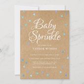 Rustic Blue Love Hearts Baby Boy Sprinkle Invitation (Front)
