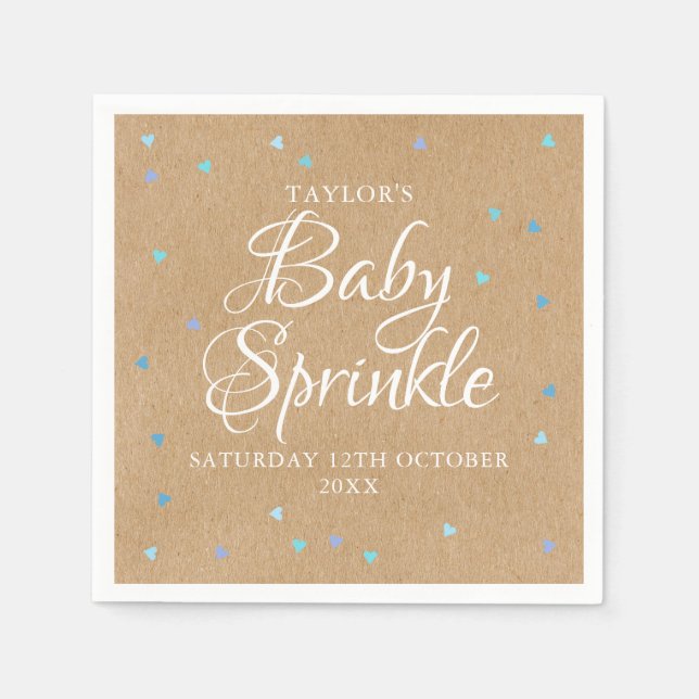 Rustic Blue Love Hearts Baby Boy Sprinkle/Shower Napkins (Front)