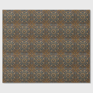 Rustic Blue Mandala Stone Coaster   Vintage Boho D Wrapping Paper