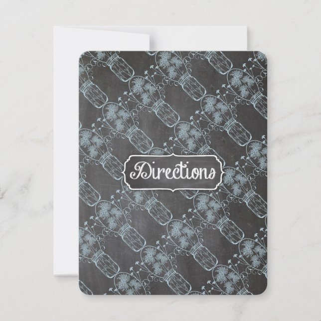 Rustic Blue Mason Jar Chalkboard Wedding Invitation (Front)