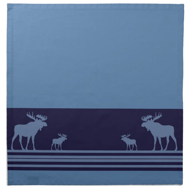 Rustic blue moose cloth napkin (Front)