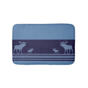 Rustic blue moose memory foam bath mat