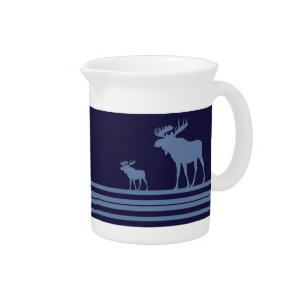 Rustic blue moose pitcher