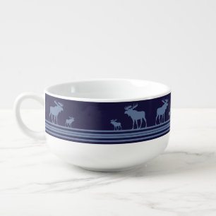 Rustic blue moose soup cup
