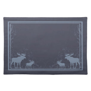 Rustic blue moose swirl placemat