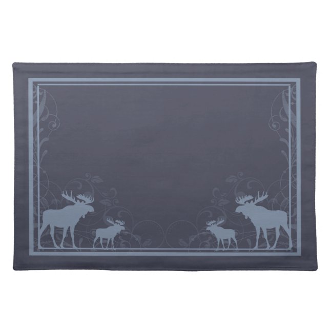 Rustic blue moose swirl placemat (Front)