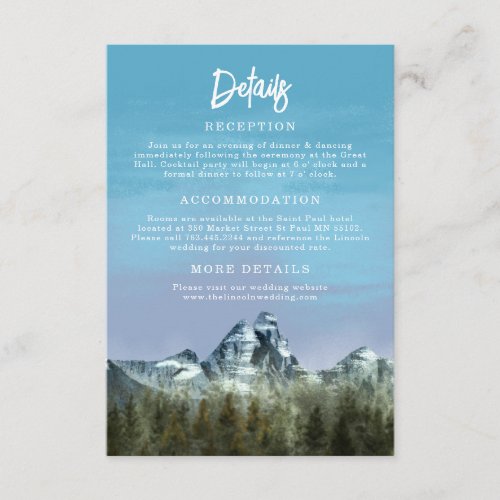 Rustic Blue Mountain Wedding Details  Enclosure Card