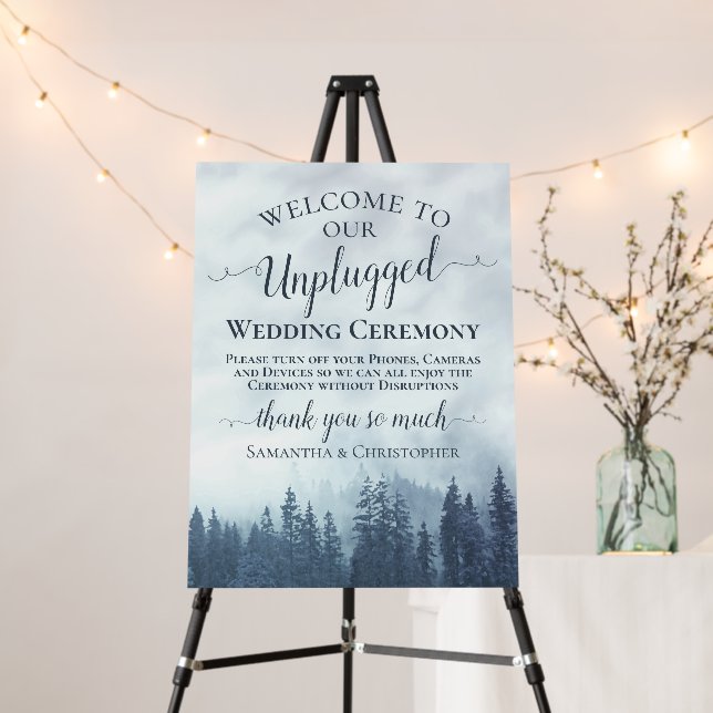 Rustic Blue Mountains Unplugged Wedding Ceremony Foam Board (In Situ (Stand))