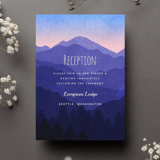 Rustic Blue Mountains Wedding Reception Enclosure Card (Creator Uploaded)