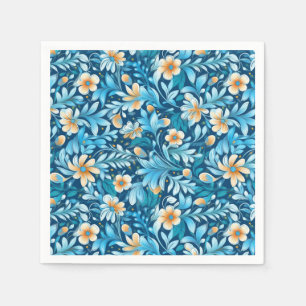 Rustic blue orange floral napkins