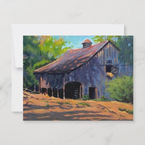 Rustic Blue Orange Green Missouri Barn Painting Card