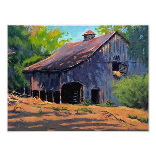 Rustic Blue Orange Green Missouri Barn Painting Photo Print