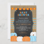 Rustic Blue Orange Pumpkin baby shower invitation (Front)
