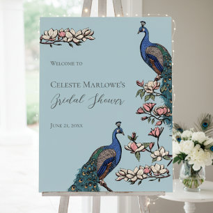 Rustic Blue Peacock Garden in Bloom Welcome Sign