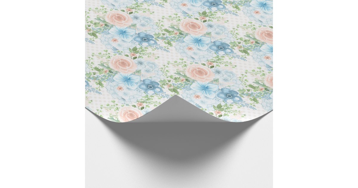 Blue Printed Edible Wafer Paper - Flower Pattern