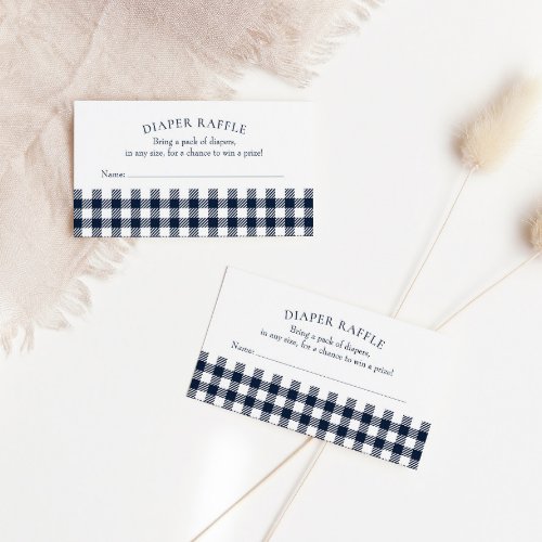 Rustic Blue Plaid Baby Shower Diaper Raffle Business Card