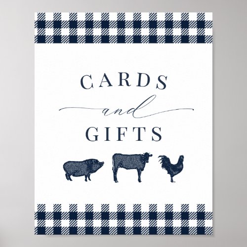 Rustic Blue Plaid Cards and Gifts Poster